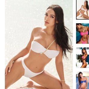 Sauvage swimwear white Swarovski crystal snake bikini top